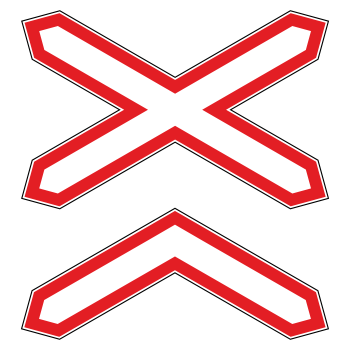 Дорожный знак 1.3.2 «Многопутная железная дорога» (металл 0,8 мм, II типоразмер: 1082х1158 мм, С/О пленка: тип В алмазная)